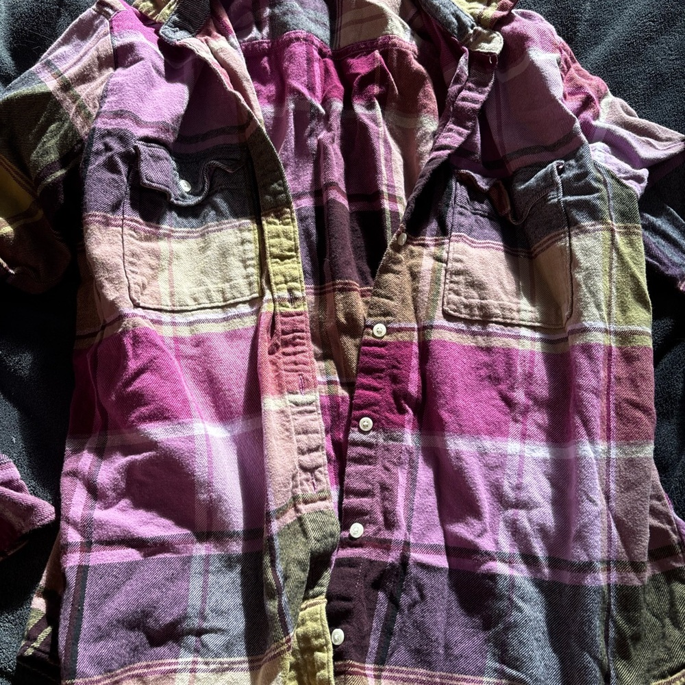 Old Navy Pink and Purple Plaid Shirt